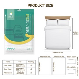 YOUNGTIME Disposable Bed Sheets for Travel,4 PCS Disposable Portable Bedding Set with Bed Sheet Quilt Cover and Pillowcase for Hotel & Trips