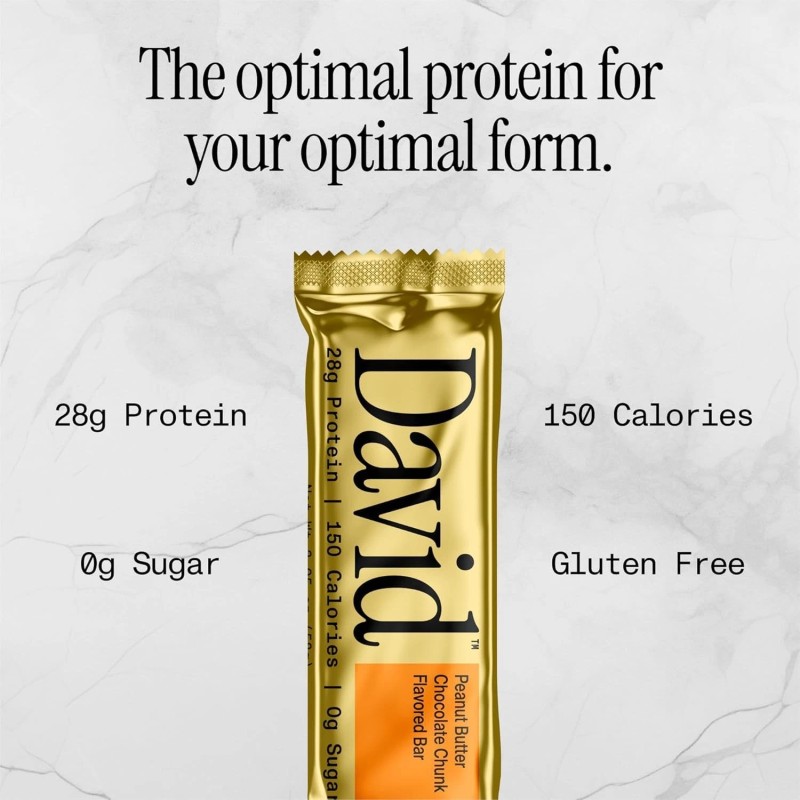 David Protein Bar, Peanut Butter Chocolate Chunk, 24 Protein Bars