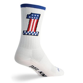 (S/M, White Evel) - SockGuy SGX 15cm Evel 1 Performance Cycling/Running Socks (Evel 1 - S/M)
