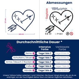 Tattwo.me - 2 Week Waterproof Temporary Plant Tattoos - Sagittarius in Heart - EU Compliant - Plant Based Ink - Tattoo Base Size: 5 x 5 cm (P1061)