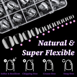 Bellelfin Press on Toenails Short Square Clear Fake Toenail Glue ons Glossy Acrylic False Toe Press on Nails Artificial Toe Nail Tips for Women Girls,180Pcs