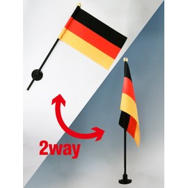 TOSPA Germany Mini Flag Flag Flag Size 4.1 x 6.2 inches (10.5 x 15.7 cm), Pole 10.6 inches (27 cm), Suction Cup Set Made of Tetron Suede