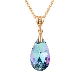 EVEVIC Austrian Crystals Teardrop Pendant Necklace for Women 14K Gold Plated Hypoallergenic Dainty Jewelry