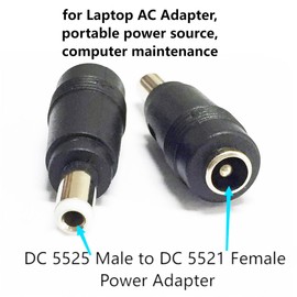 FENGHAISHUN DC5521 Female to 5525 Male DC Power Adapter Connector DC 5.5mm x 2.5mm Male Plug to 5.5mmx2.1mm Female Jack Coupler for Laptop Interface Power Cable Converter 2pcs