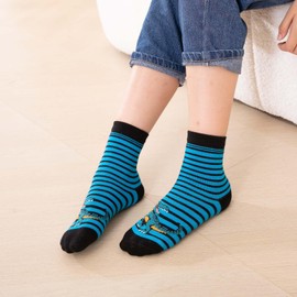 PUTUO Boys' Children's Socks: Boys Cotton Animal Motif Trainer Socks – Colourful Funny Striped Trainer Socks 5 Pairs, Dinosaurs