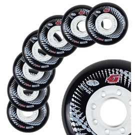 Inline Skates Wheels Hyper Concrete +G - 8 Wheels - 84A - for Freeride, Slalom, Fitness, Urban (Black, 80MM)