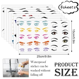 8 PCS Face Stickers for Crafts Eyebrows Lips Eyes Nose Decals Make a Smiley Face Stickers for Flower Pots Classroom Decor Holiday Party Supplies
