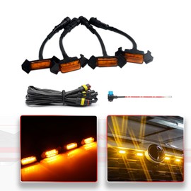 ‎MODIPIM Amber Shell Amber Light 4pcs RAV4 LED Grill Lights for Toyota RAV4 2019 2020 2021 2022 OEM Grille with Wiring Harness Grill Kit