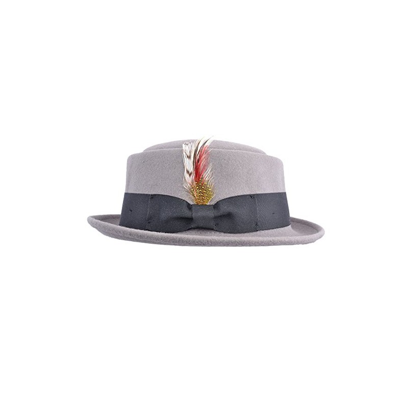 MAZ Crushable Wool Felt Round Pork Pie Hat (Small, Grey)