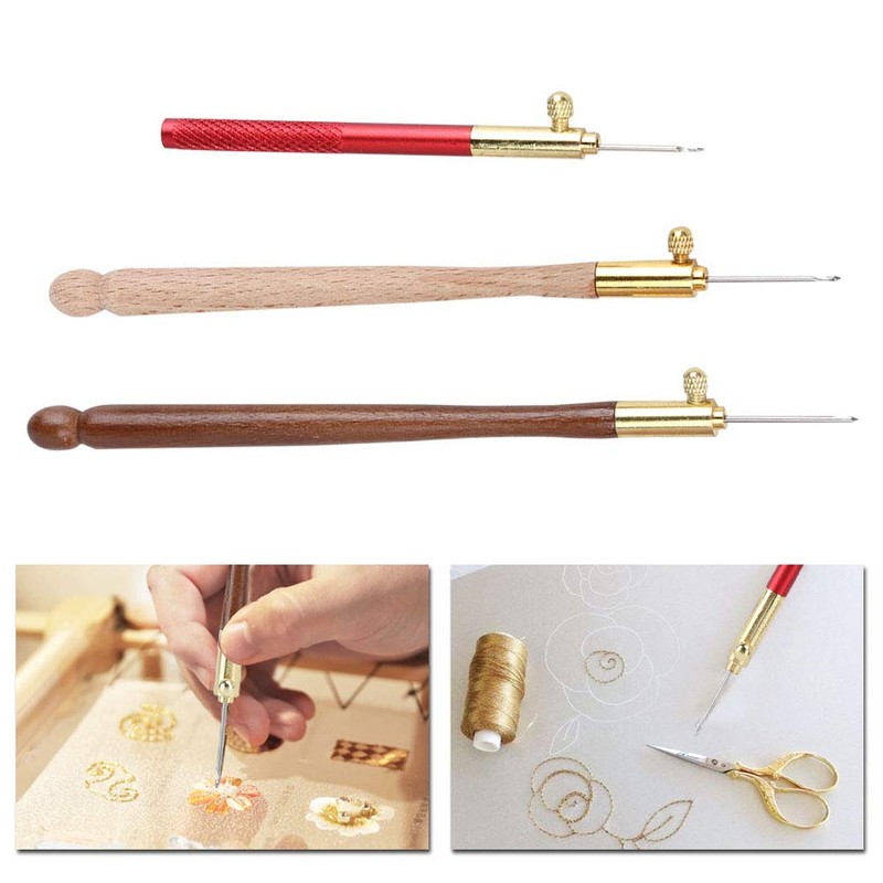 Fydun Crochet Hooks, Locking Needle for Embroidery Beads Knitting DIY
