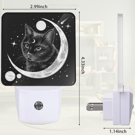 ZTHLL Black Cat Night Light, Moon Night Light Plug into Wall with Dusk to Dawn Sensor, LED Lamp Energy Saving Lights for Men Women Boys Girls,Lamp for Bedroom Bathroom Hallway