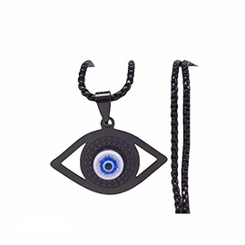 Collar Dije Ojo Turco Para Protección De Acero Inoxidable Negro