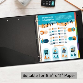 Cherrich Three Ring Binder with Clipboard, Linen Cover Clipboard Binder 1 Inch for Letter Size, 2 Interior Pockets Paper for Organization of School, Business and Home