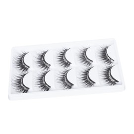 Housoutil Women's Makeup Accessory Curly Fake Eyelashes 5 Pairs Natural Appearance Easy to Use False Lashes for Eye Enhancement