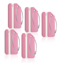 Aluminum Luggage Tags, Luggage Tag Holders for Travel Luggage Baggage Identifier by Ovener (5Pack Pink)