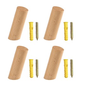 USHXVG Pack of 4 Beveled Wooden Hooks, Door Hooks, Wall Coat Racks, Wall Decor Hooks, Cylindrical Single Hooks, Suitable for Kitchens and Bathrooms