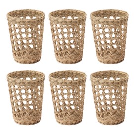6 PCS Woven Cup Holders Anti Scald Hollow Straw Woven Glass Cup Sleeve for Glass Bottles Plastic Cups Mugs