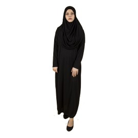 Muslim One-Piece Prayer Dress for Women, Abaya Dress, Islamic Dress, Full Length Hijab, black