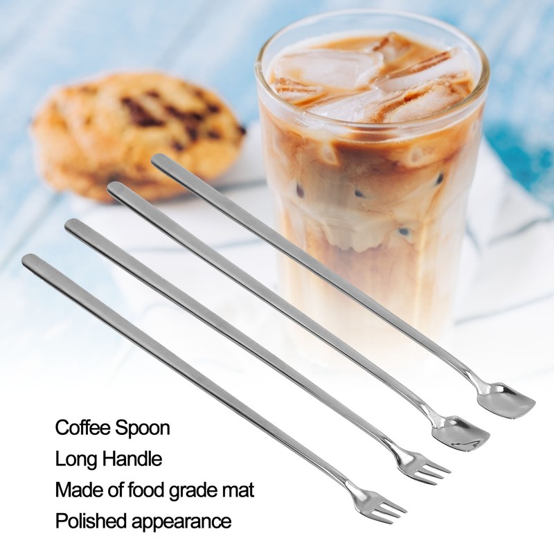 4Pcs 304 Stainless Steel Coffee Spoon Long Handle Coffee Spoon