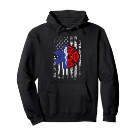 EMT Firefighter Firefighter EMT American Flag Gift Pullover Hoodie