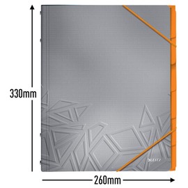 Leitz Urban Chic A4 File for up to 200 Sheets, 6 Compartments with Tabs for Organising the Contents, Elastic Closure