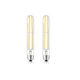 NOVELUX 7.3 Inch 3000K Warm White Edison Bulbs Equal 80 Watt, 800LM E26 Led Bulb 6W Dimmable, T10 T9 Long Tubular Clear Glass Light Bulbfor Vanity Pendant Chandeliers Wall Sconces - UL Cert 2Pack