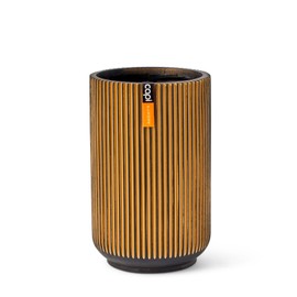 Capi Europe - Pot Tall Groove Black & Gold - 8x12 - Gold - Opening Ø6 - Flower Pot for Indoor Use - BGVGB431