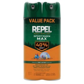 Repel Repel Insect Repellent Sportsman Max Formula (2 Count), Repel Mosquitoes Ticks and Gnats, Long-Lasting Protection, 40% DEET (Aerosol Spray) 6.5 fl Ounce