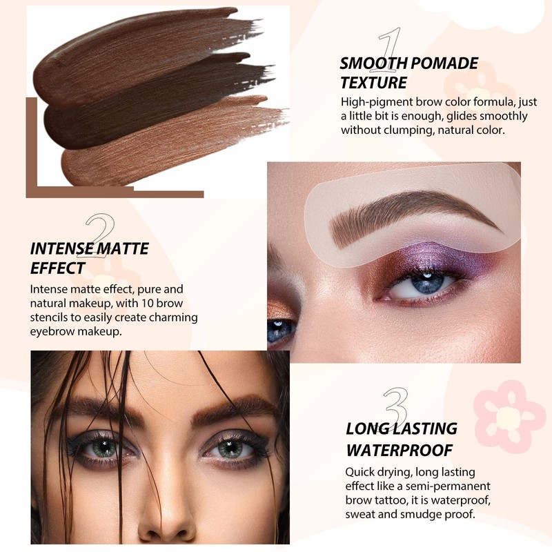 Eyebrow Stamp Stencil Kit - for Waterproof Eyebrows Makeup, Eyebrow