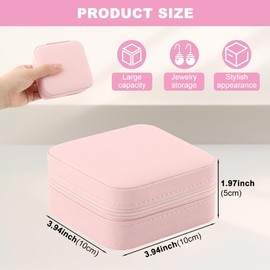 iayokocc Travel Jewelry Box, PU Leather Mini Jewelry Organizer Storage Case for Women Girls, Portable Travel Case Display Storage Holder Box for Rings Earrings Necklaces, Bracelets