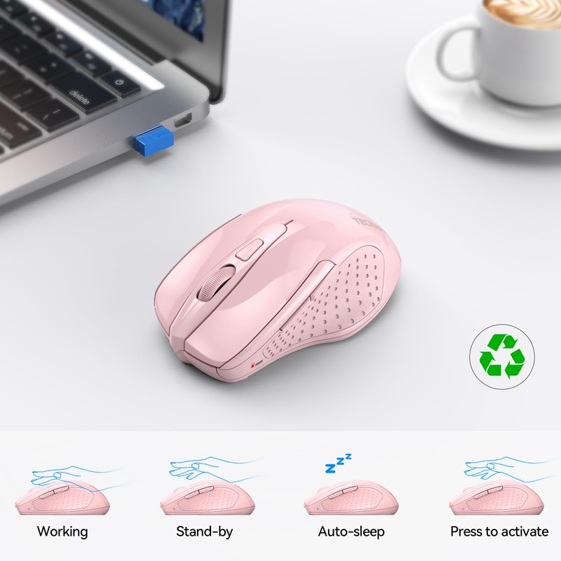 TECKNET Wireless Mouse (2.4G & BT5.0/3.0) Silent 4800 DPI Computer