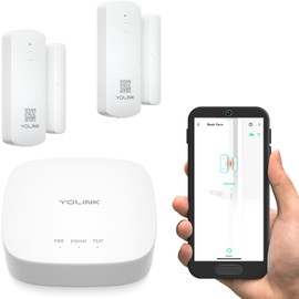 YoLink LoRa Smart Door Sensor Starter Kit: Hub & (2) Door Sensors - Up to 1/4 Mile Open-Air Range, Door Left-Open Reminders, up to 5 Year Battery Life, Alexa, IFTTT, Home Assistant