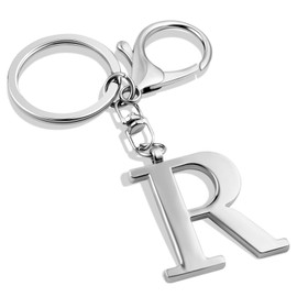 LAXPICOL Silver Keychain Letter R Keychains for Women Men Bag Charms Purse Charms For Handbags Metal Alphabet Initial Letter Key Ring Keychain
