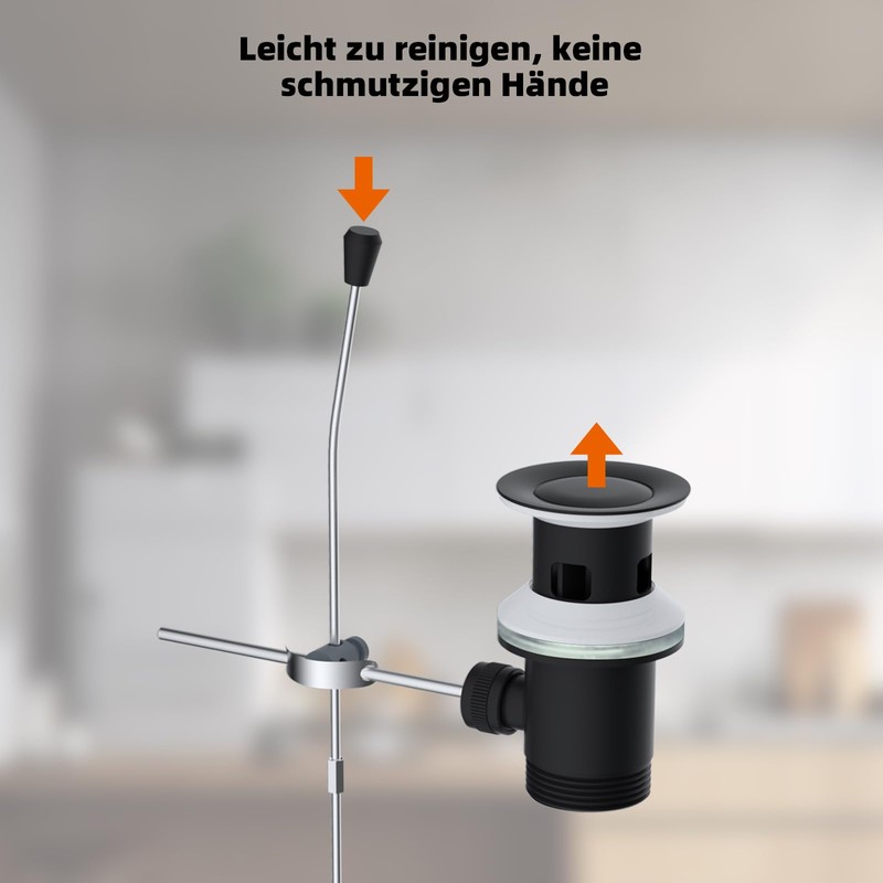 Hibbent Universal Drain Fitting, Pop-Up Valve for Sinks and Washbasins