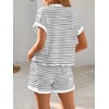Famulily Women 2 Piece Vacation Sets Cute Stripe Color Block
