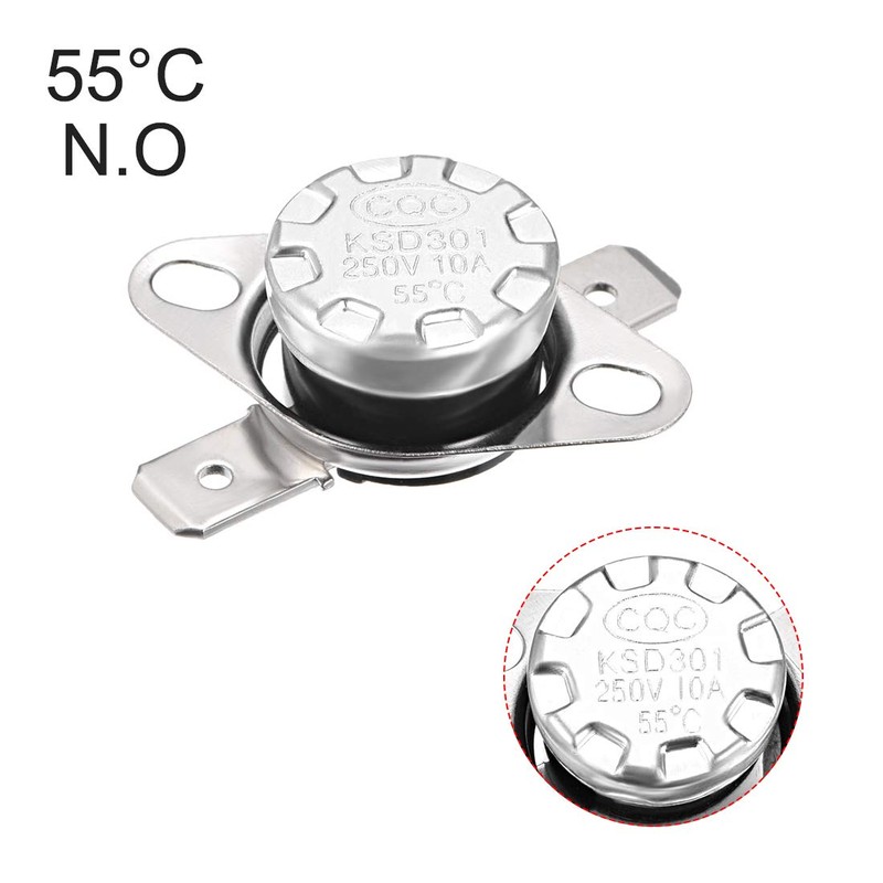 uxcell KSD301 Thermostat 55°C/131°F 10A Normally Open N.O Adjust Snap