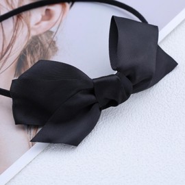 Vacaonio French Black Bow Headband Ribbon Bow Hair Hoop Satin Hair Bow Head Band Headwear Hair Hoop Big Bowknot Hair Hoop Band Decorative Hair Accessories for Women Headdress