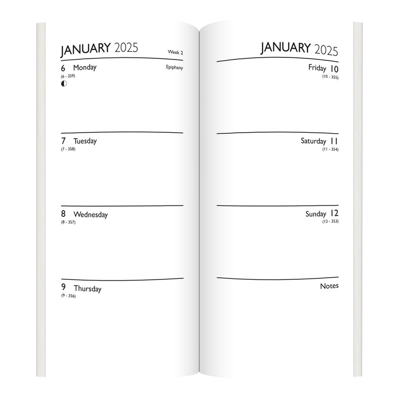 2025 Hardcover Diary Slim Week to View Planner Stylish Navy