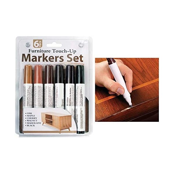 6 Pc Furniture Touch Up Marker Pen Wood Scratch Repair Filler Remover Fix