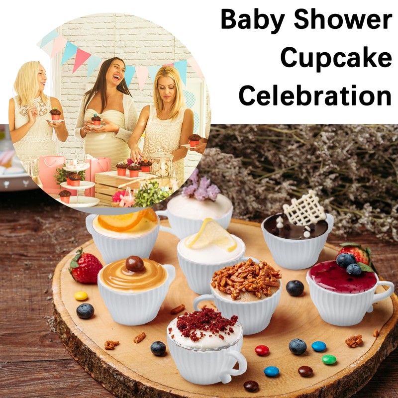 Silicone Muffin Cups for Baking, 24 Pcs Teacup Cupcake Liners,