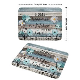 Daisy Floral Dish Drying Mat 18x24 Inches Rustic Wood Microfiber Absorbent Reversible Dish Draining Pad Fast Dry Kitchen Accessories