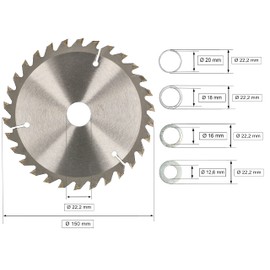KOTARBAU® Carbide Saw Blade for Wood Cutting 30 Teeth Diameter 150 mm + Reducing Rings