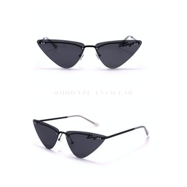 Sundaze Women's Rimless Cat Eye Sunglasses (Black/Black)