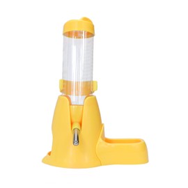 Litewoo Botella de agua Bebedero para hámster con base de contenedor de alimentos, dispensador de bebidas sin goteo para hámster enano, ratas, jerbo y ratones (base extraíble amarilla de 125 ml)