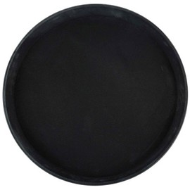 Winco Round Fiberglass Tray with Non-Slip Surface, 14-Inch, Black