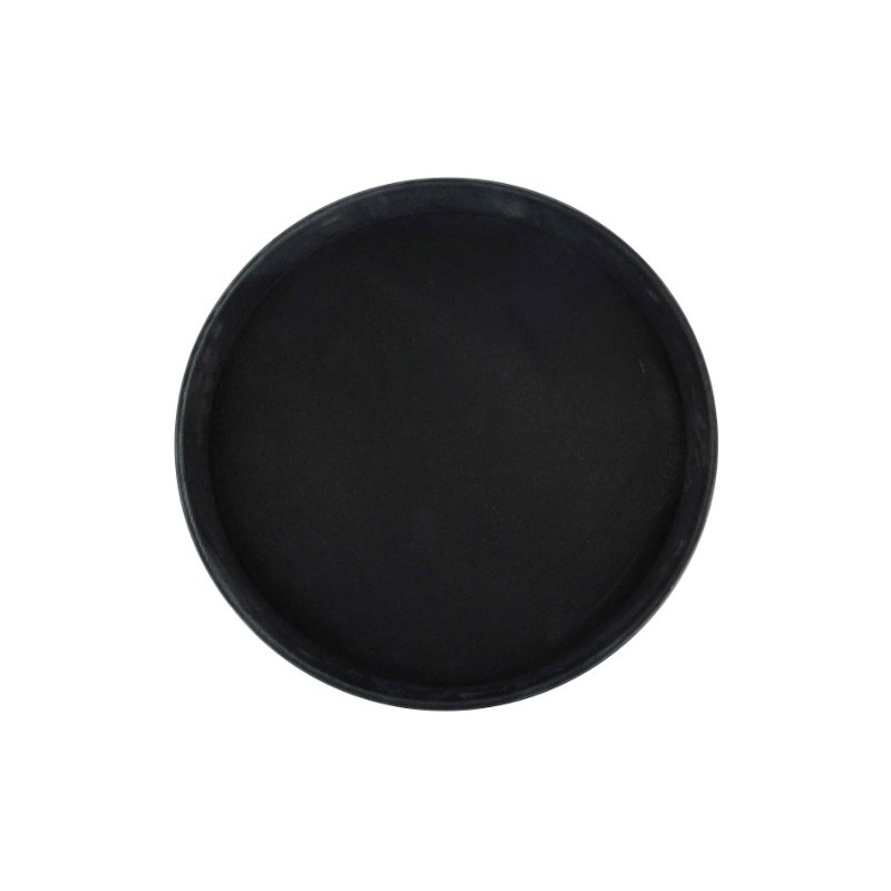 Winco Round Fiberglass Tray with Non-Slip Surface, 14-Inch, Black