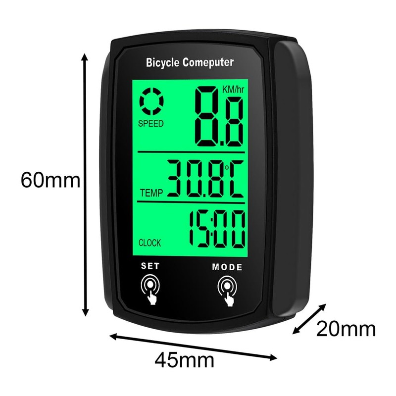 Wired Bike Computer LED Digital Bicycle Speedometer Touchscreen Cycling Computer