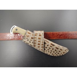 DRAGONBACKBONE ESEE 3 / RC 3 CROSS DRAW SHEATH KNIFE ALLIGATOR PRINT gray leather HANDMADE NEW
