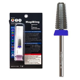 MagiBling Straight Cut 5 in 1 Nail Drill Bits, 3/32'' Professional Safety Tungsten Carbide Bits, Two-way Rotation, Manicure Pedicure Cuticle Hard Gel Removal Polishing, Medium