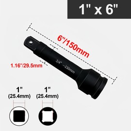 LEPEVNEY 1" x 6" Impact Extension Bar for Use with Air Impact Wrenches, Breaker Bars, Ratchets, CR-MO Steel
